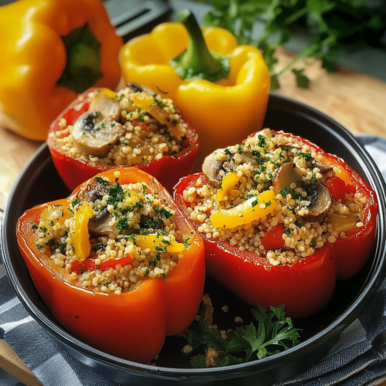 Paprika mit Hirse-Pilz-Füllung