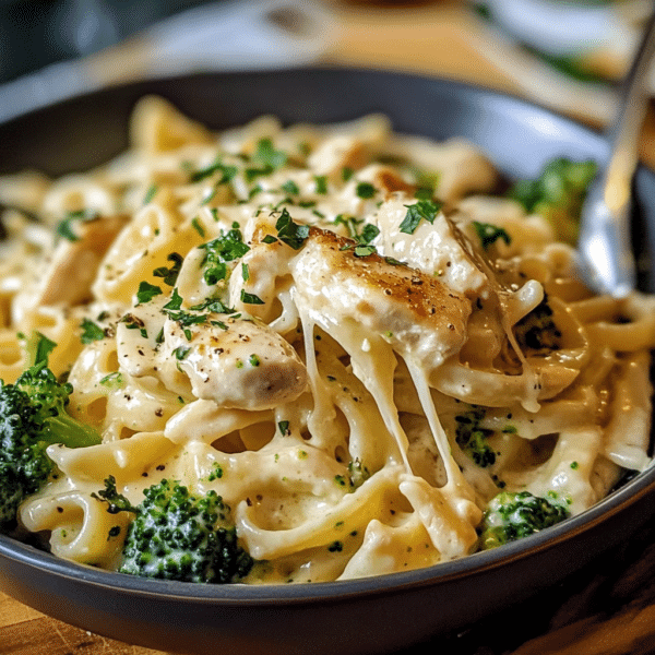Cremige Hähnchen-Brokkoli-Alfredo Pasta