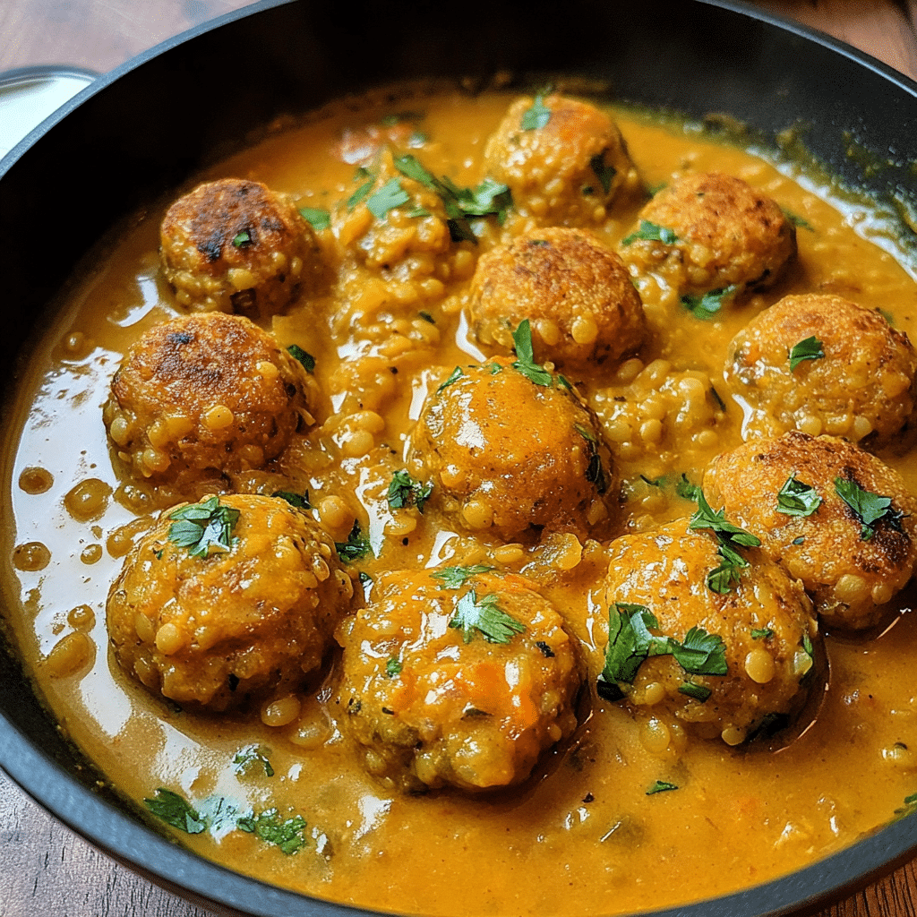 Linsenbällchen in Currysauce