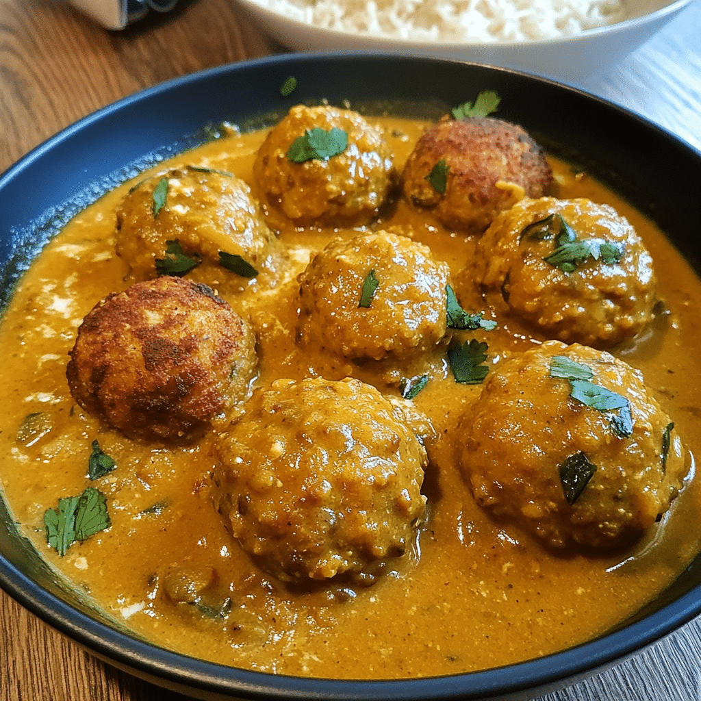 Linsenbällchen in Currysauce Linsenbällchen in Currysauce