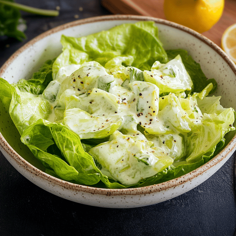 Kopfsalat mit Omas Sahne-Zitronen-Dressing